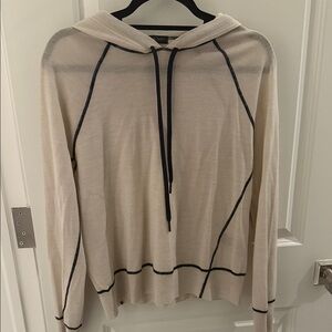 rag & bone Cream Hoodie with Black Trim